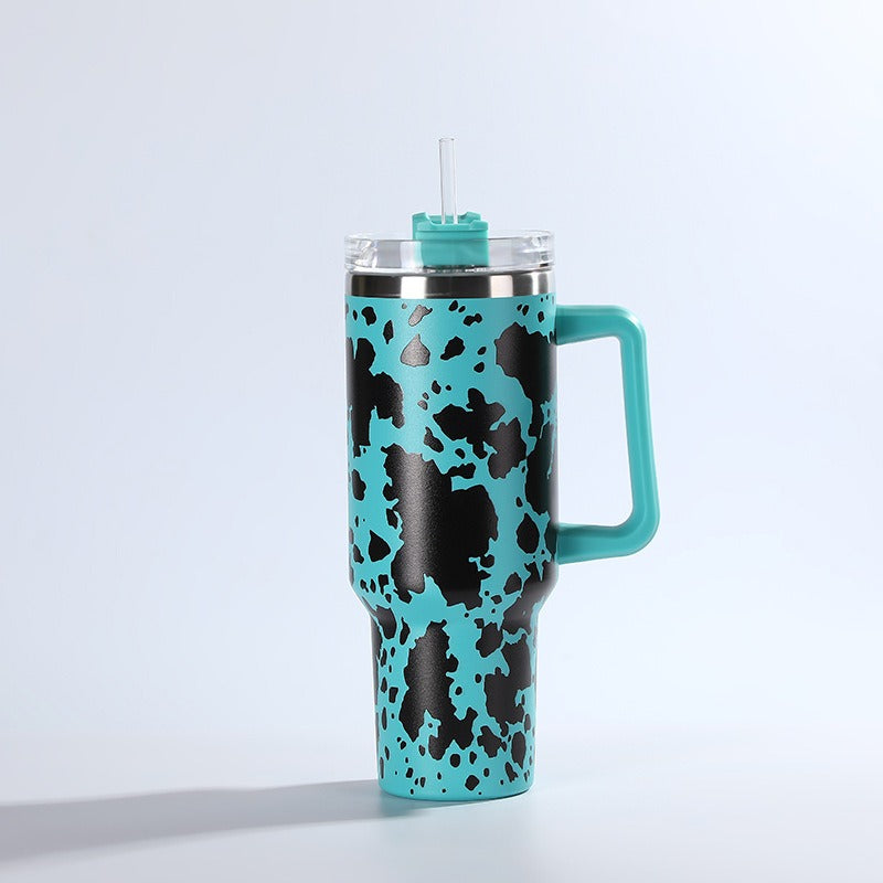 Wholesale Tumbler Ice Bullies Cup  Cow Pattern Thermos Cup Straw Cup 40OZ Car Cup Ice Cup
